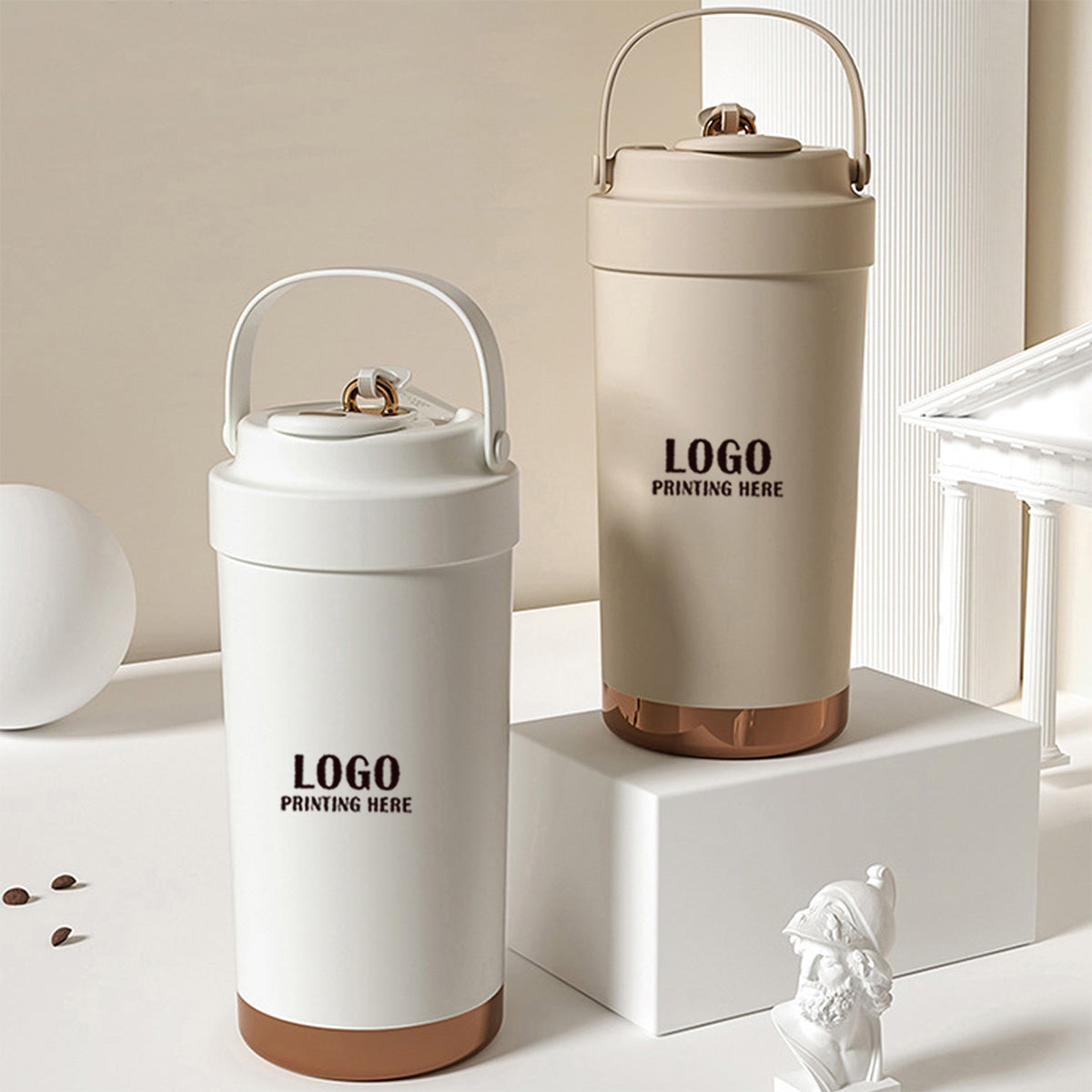 HUPSRC111 13 Oz. Stainless Steel Matte Finish Insulated Coffee Tumbler with Carrying Strap