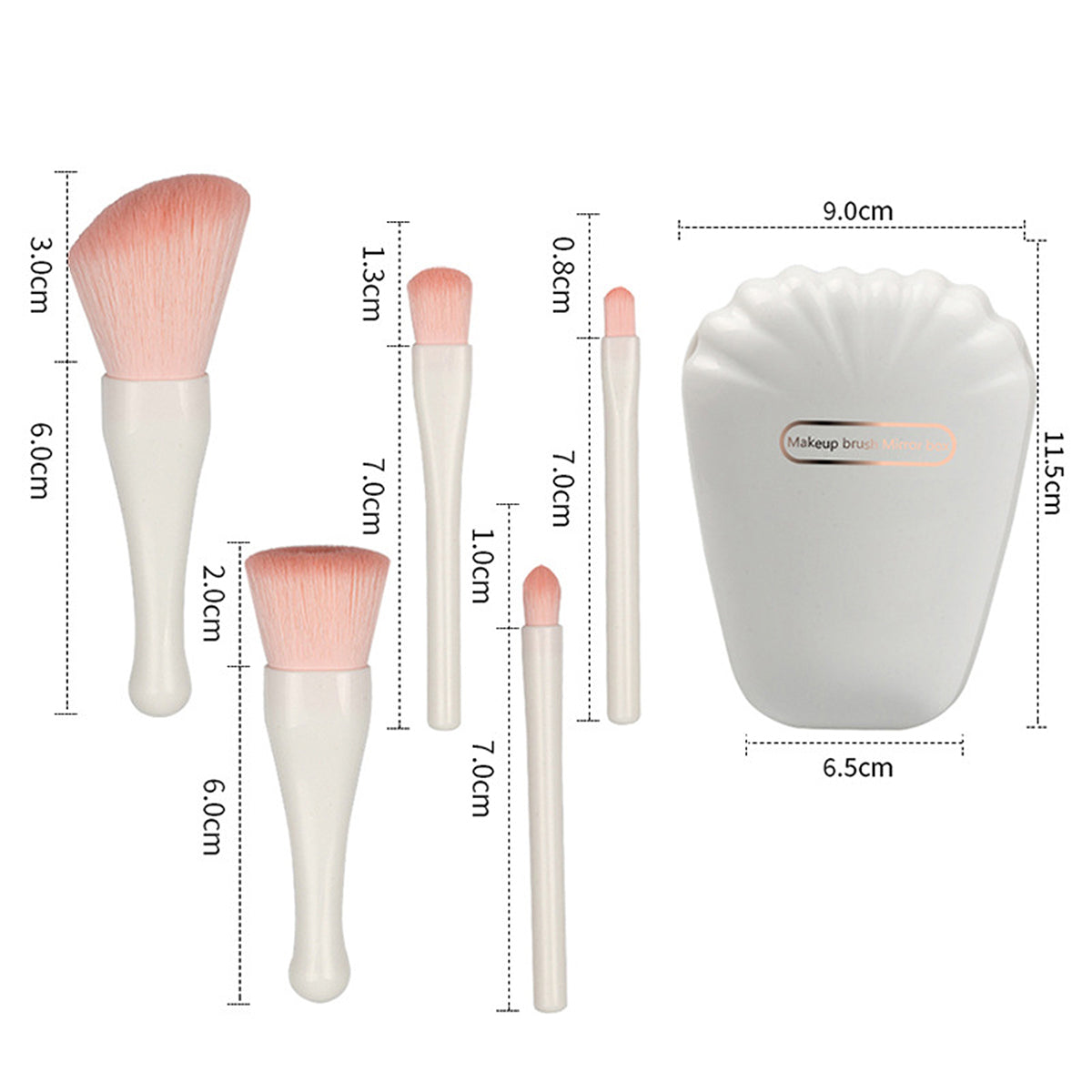 HUPSRC117 Portable Travel Shell Makeup Brush Set