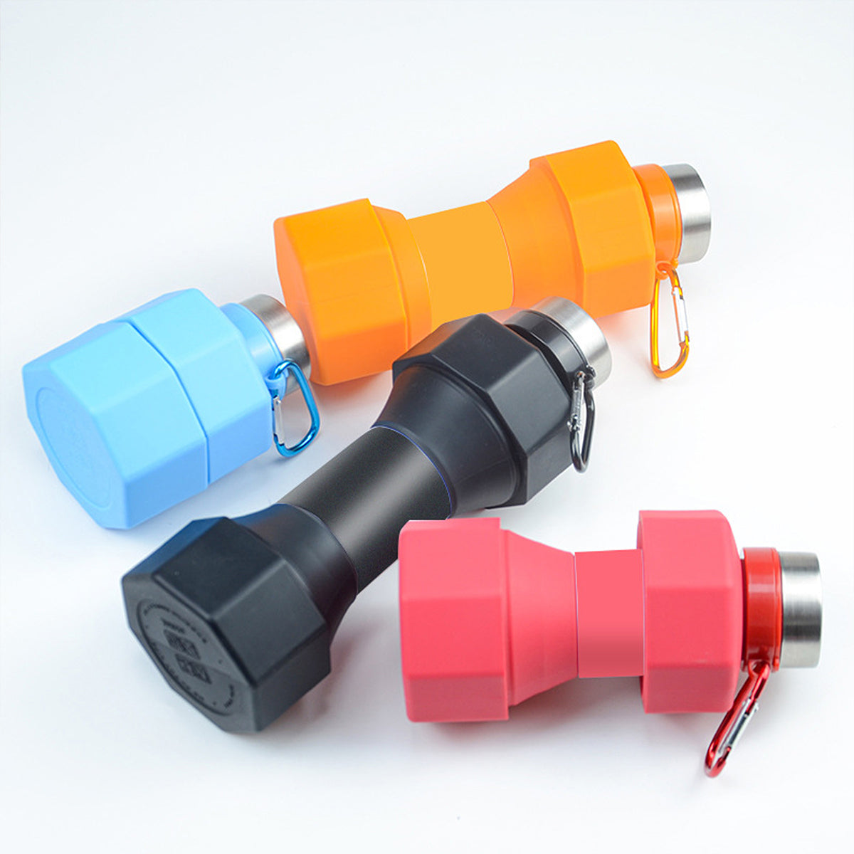 SUPSRC80 21 oz.Collapsible Dumbbell Water Bottle With Carabiner