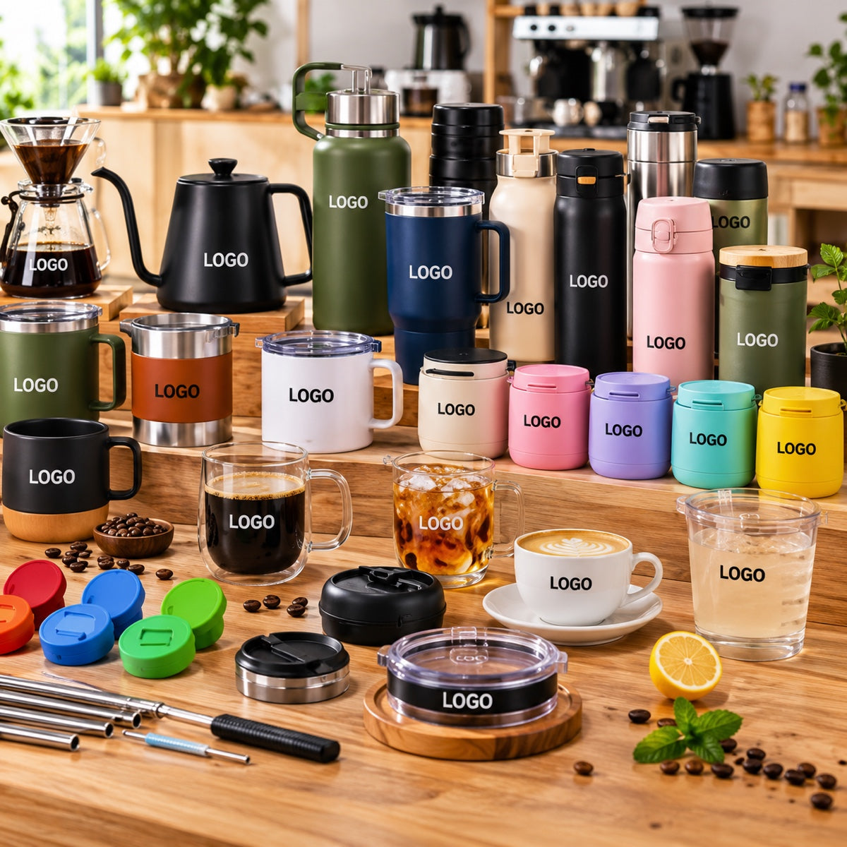 Custom drinkware wholesale: bulk tumblers, water bottles and coffee mugs with logo