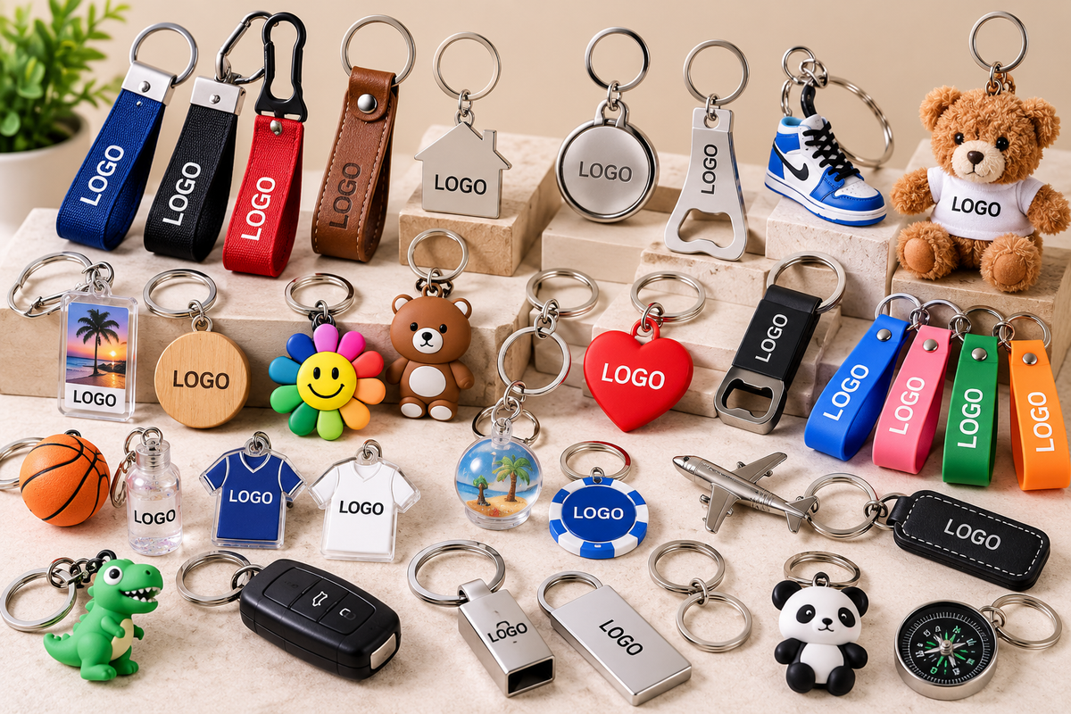Custom keychains in bulk: wholesale promotional keychains with your logo