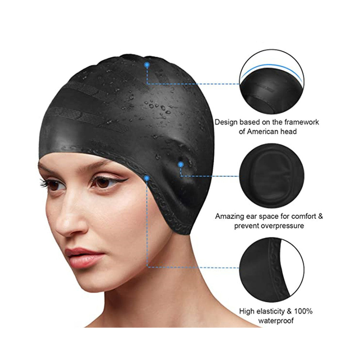 NW021 Silicone Ear Protection Swim Caps