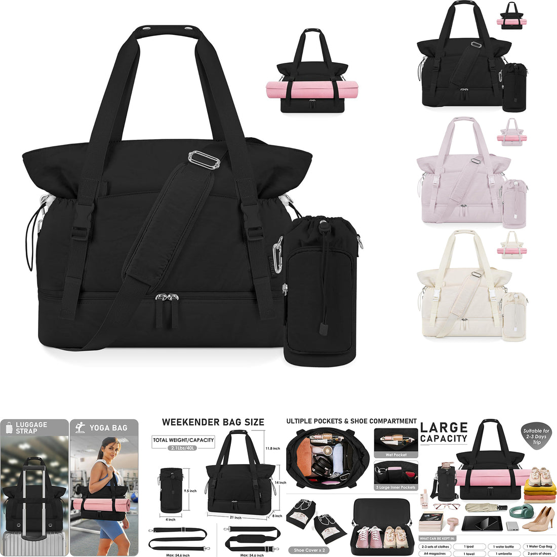SUPSCH169 Yogamatten-Tasche mit Wasserflaschentasche