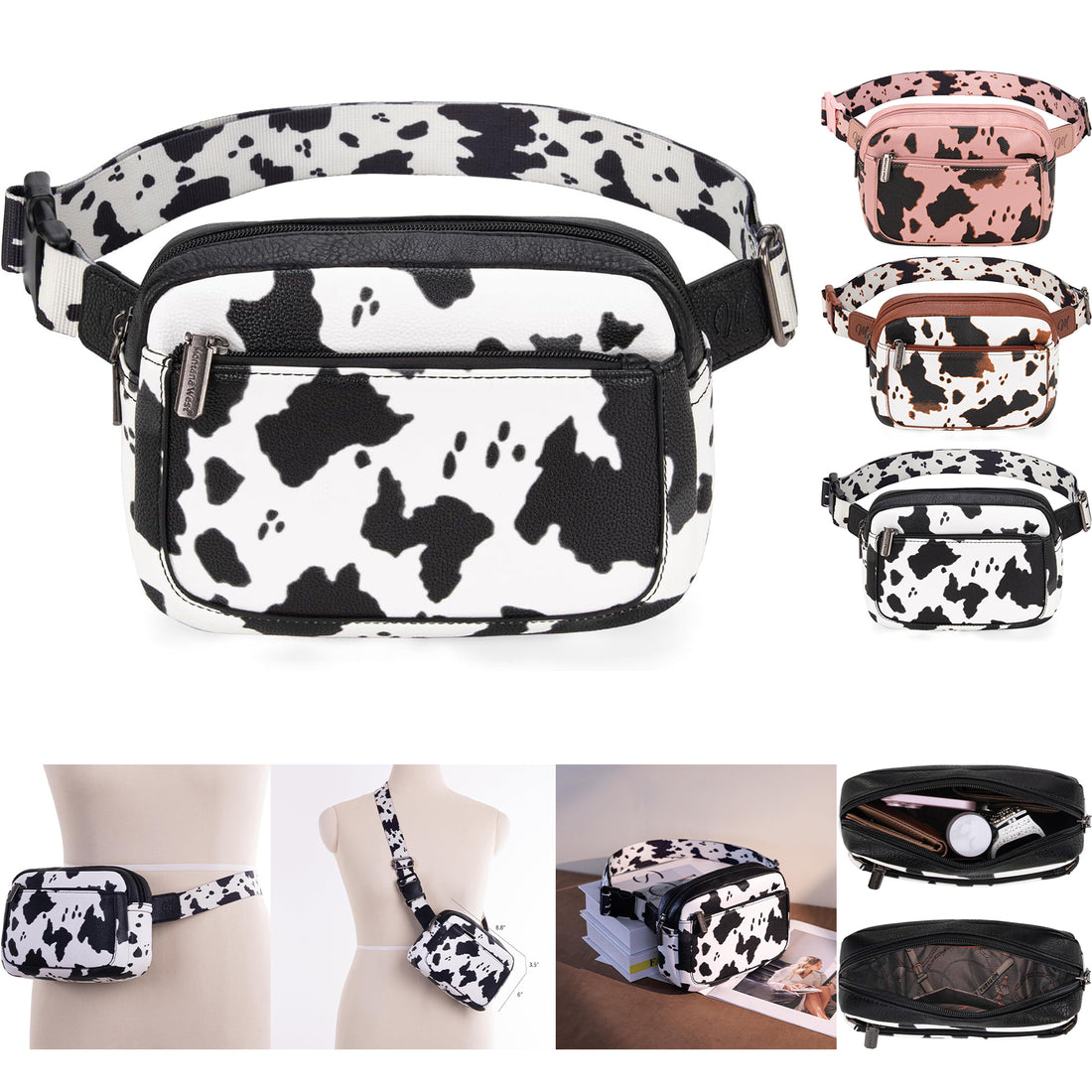 SUPSCH208 West Cow Print Fanny Pack