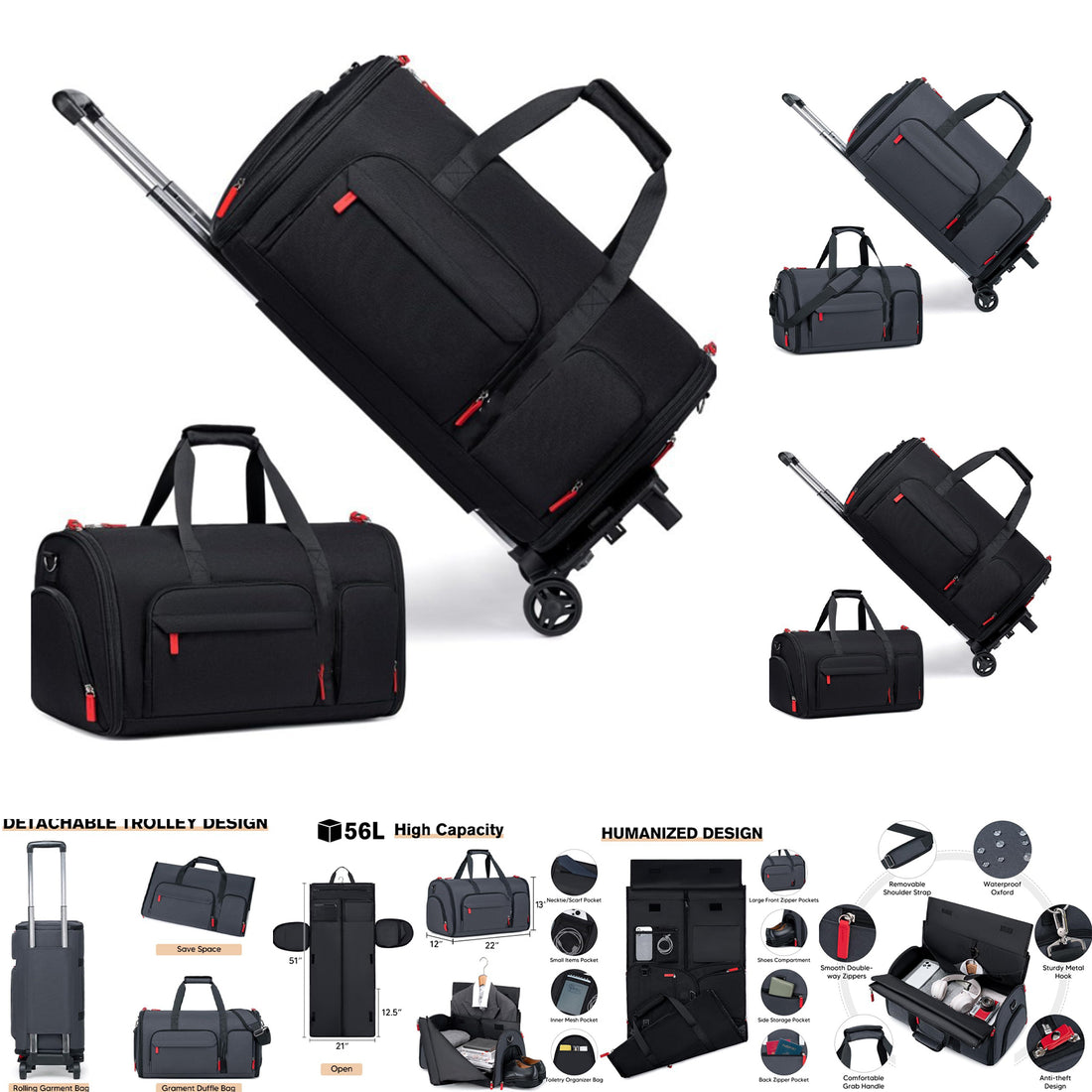 SUPSCH189 Rolling Garment Bags for Travel
