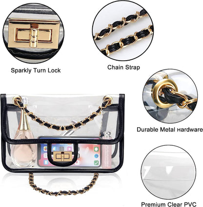 SUPSCH155 Womens PVC Clear Purse Handbag