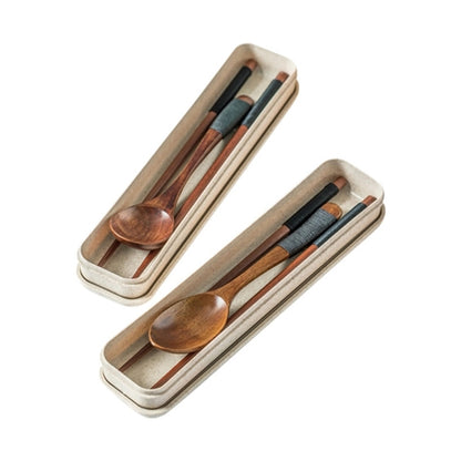 HUPSBY336 Portable Wooden Chopsticks Spoon Tableware Set