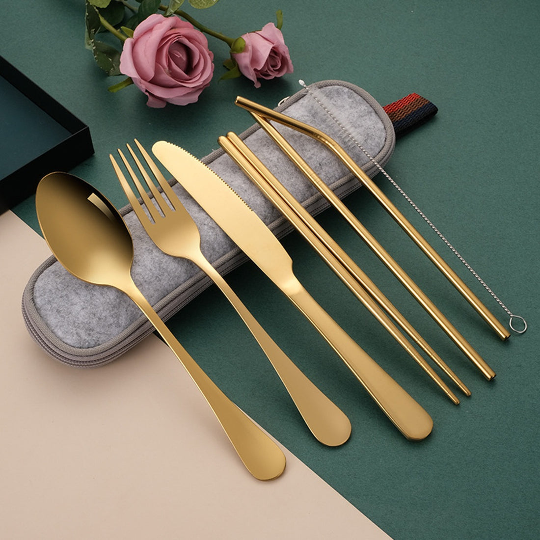 HUPSBY349 Set of 9 Portable Stainless Steel Utensils