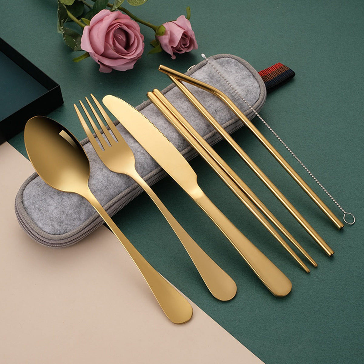 HUPSBY349 Set of 9 Portable Stainless Steel Utensils