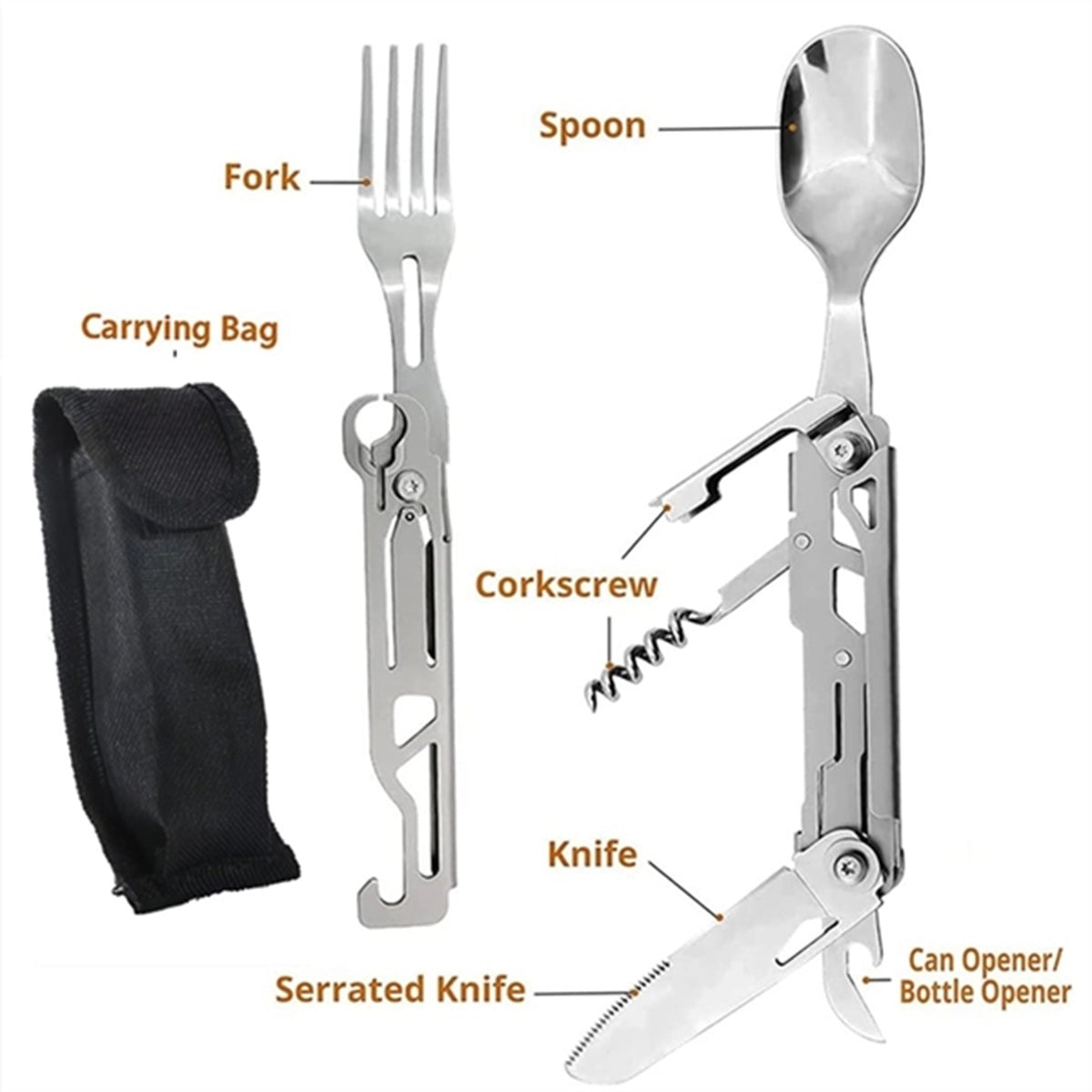 HUPSBY398 Multi-Function Camping Utensil Flatware Set