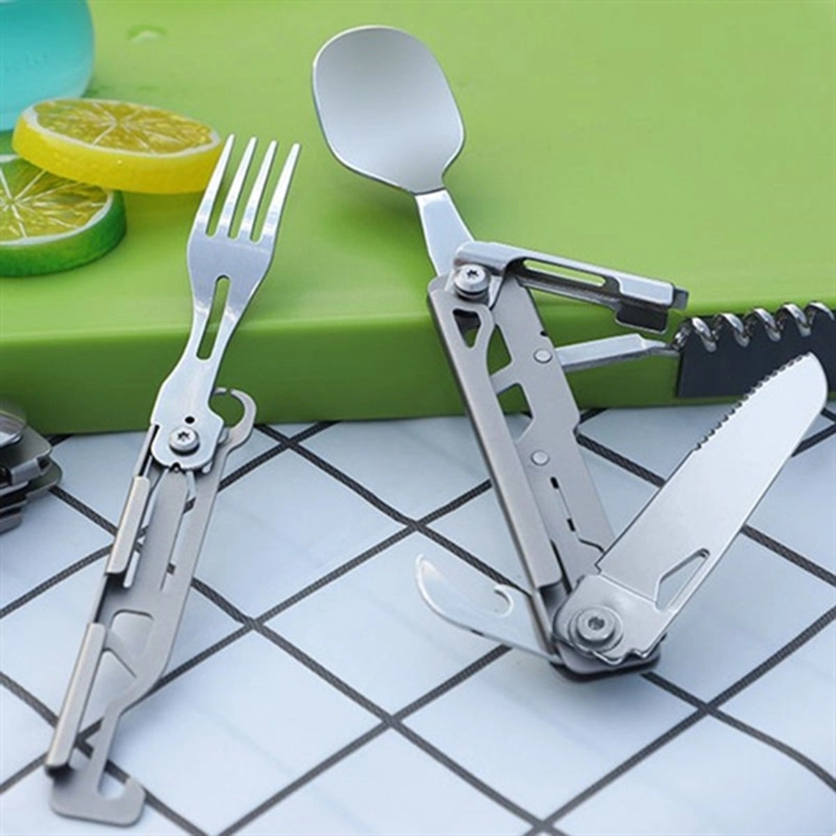 HUPSBY398 Multi-Function Camping Utensil Flatware Set