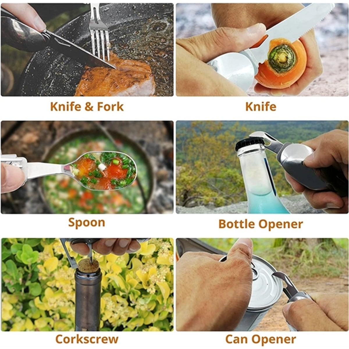 HUPSBY398 Multi-Function Camping Utensil Flatware Set