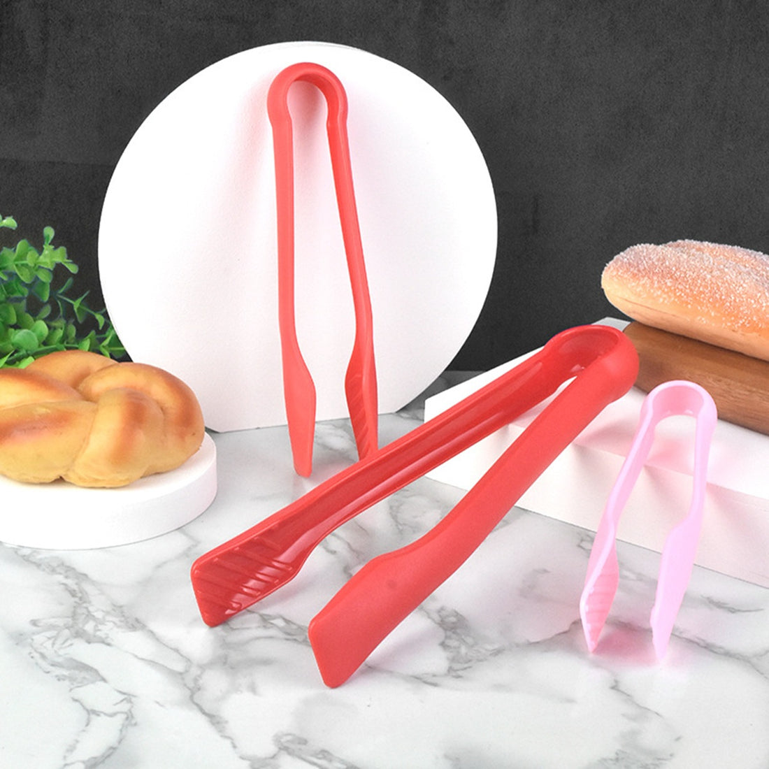 HUPSBY409 3Pcs Multifunctional Plastic Toaster Tongs