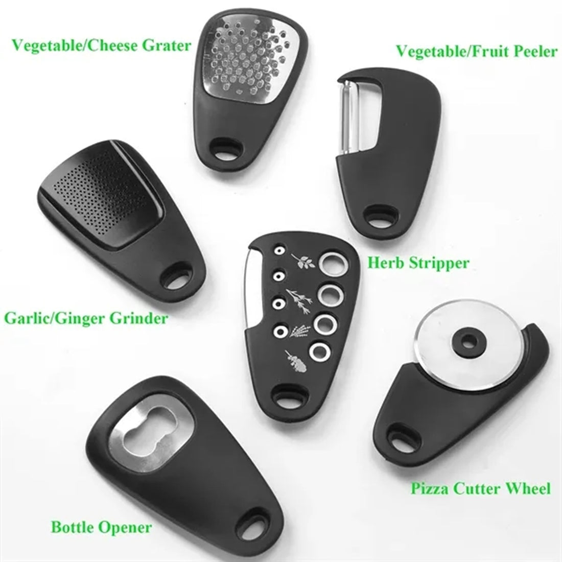 HUPSBY412 Compact 6-in-1 Kitchen Gadget Set w/ Stainless Steel Blades
