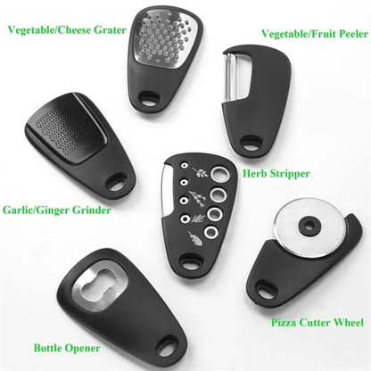 HUPSBY412 Compact 6-in-1 Kitchen Gadget Set w/ Stainless Steel Blades
