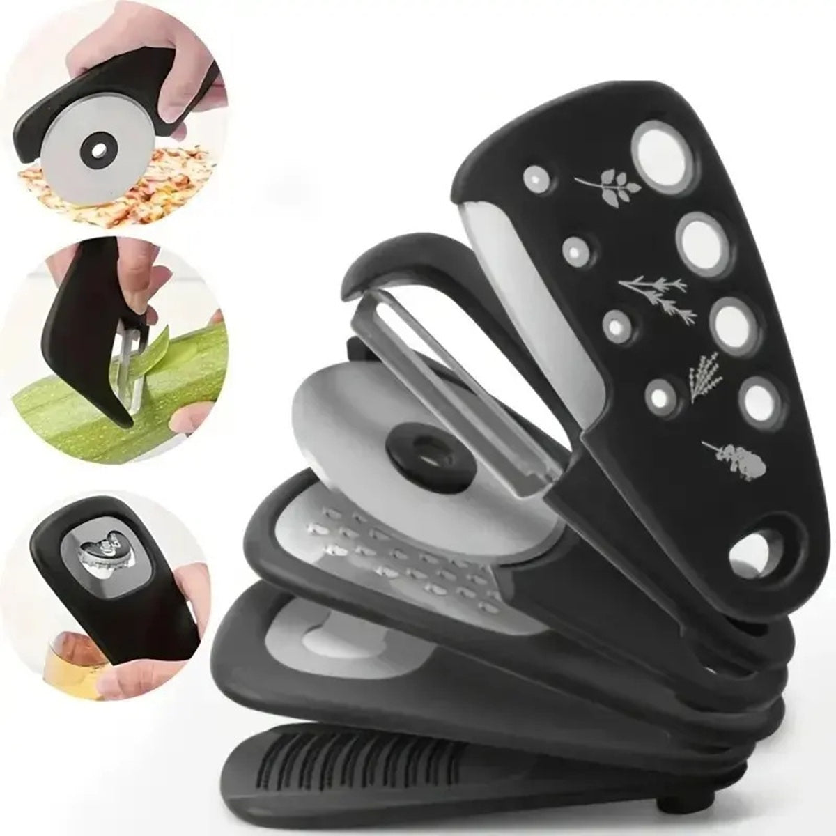 HUPSBY412 Compact 6-in-1 Kitchen Gadget Set w/ Stainless Steel Blades