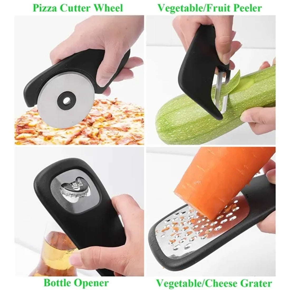 HUPSBY412 Compact 6-in-1 Kitchen Gadget Set w/ Stainless Steel Blades
