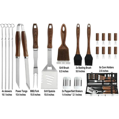 HUPSBY451 21pcs Extra Thick Stainless Steel Grill Tool Set