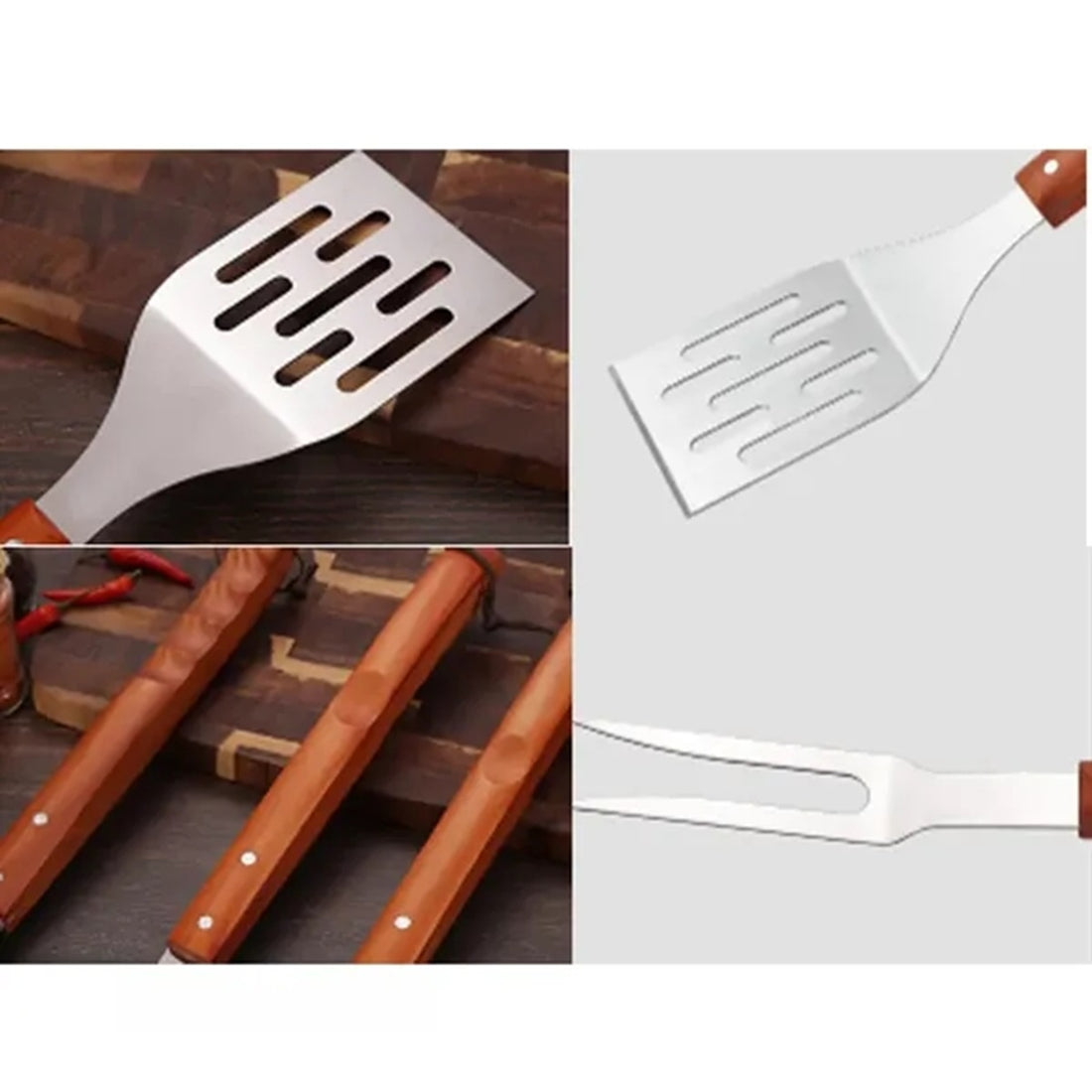 HUPSBY452 Wooden Handle BBQ Tool Set 17-Piece