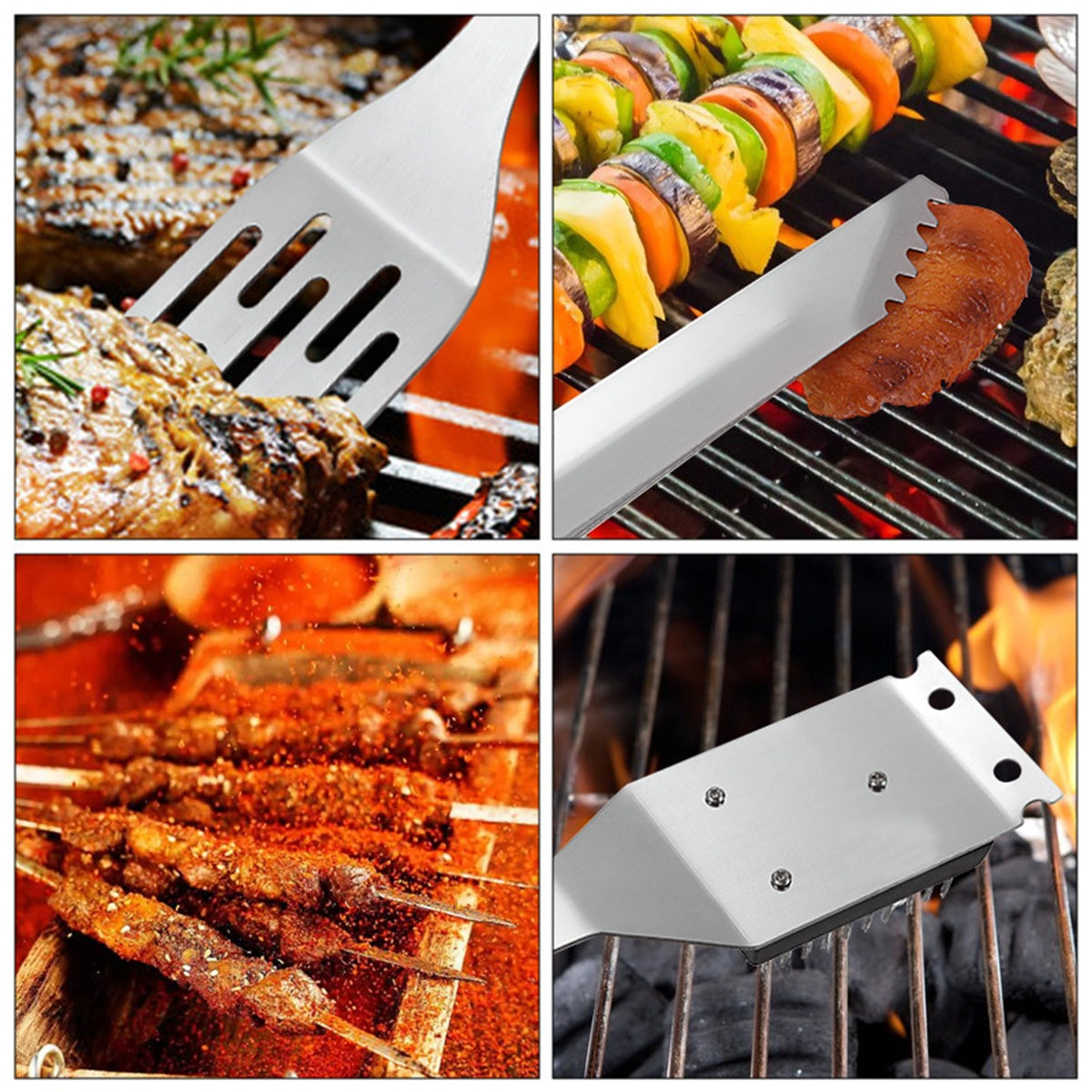 HUPSBY452 Wooden Handle BBQ Tool Set 17-Piece