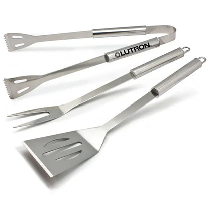 HUPSBY463 3pc Stainless Steel BBQ Tool Set for Outdoor Camping/Grills