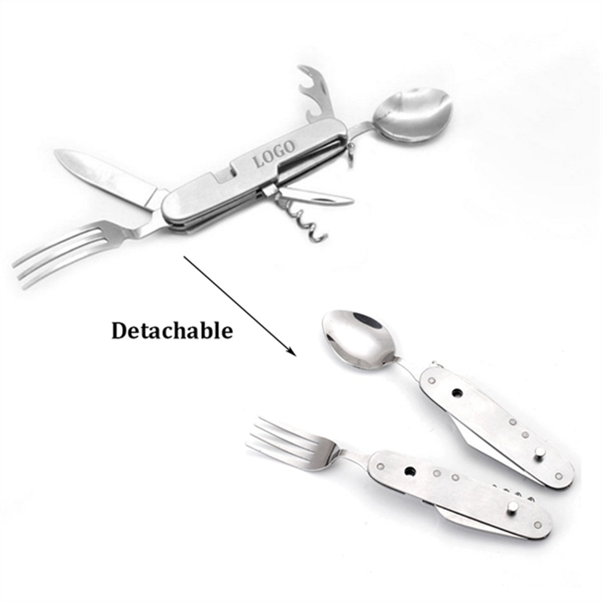 HUPSBY465 6-in-1 Multi-Function Camping Folding Knife and Fork