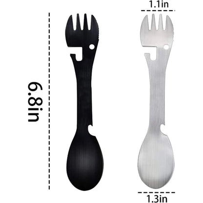 HUPSBY476 Camping Spoon Fork Bottle Opener Multifunctional Tool with C