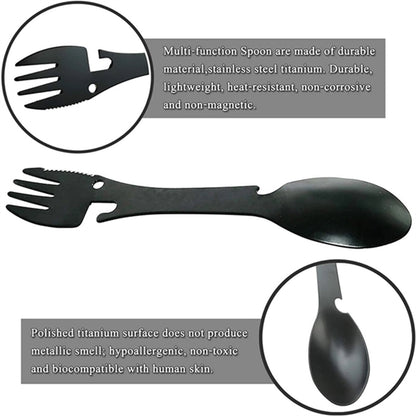 HUPSBY476 Camping Spoon Fork Bottle Opener Multifunctional Tool with C
