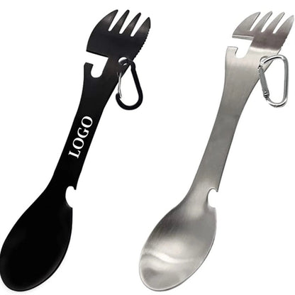 HUPSBY476 Camping Spoon Fork Bottle Opener Multifunctional Tool with C