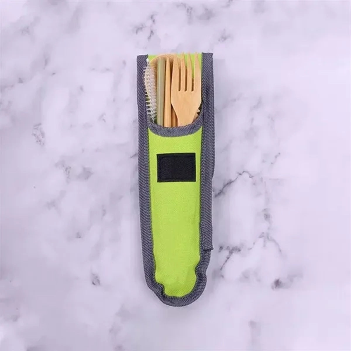 HUPSBY492 Reusable 7 Piece Bamboo Utensils Set In Travel Pouch