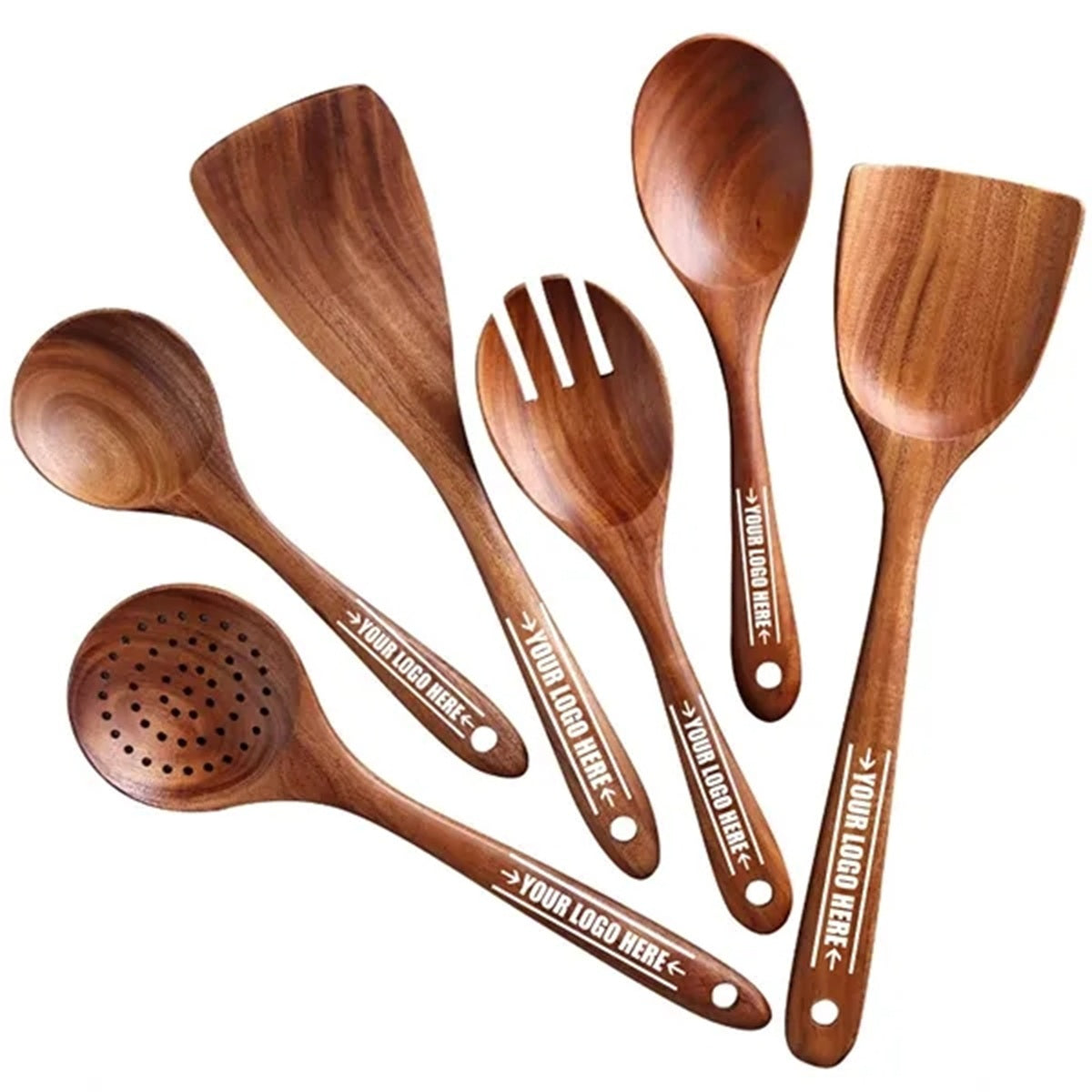 HUPSBY499 Custom  Premium Wooden Kitchen Cooking Spoon Spatula Set