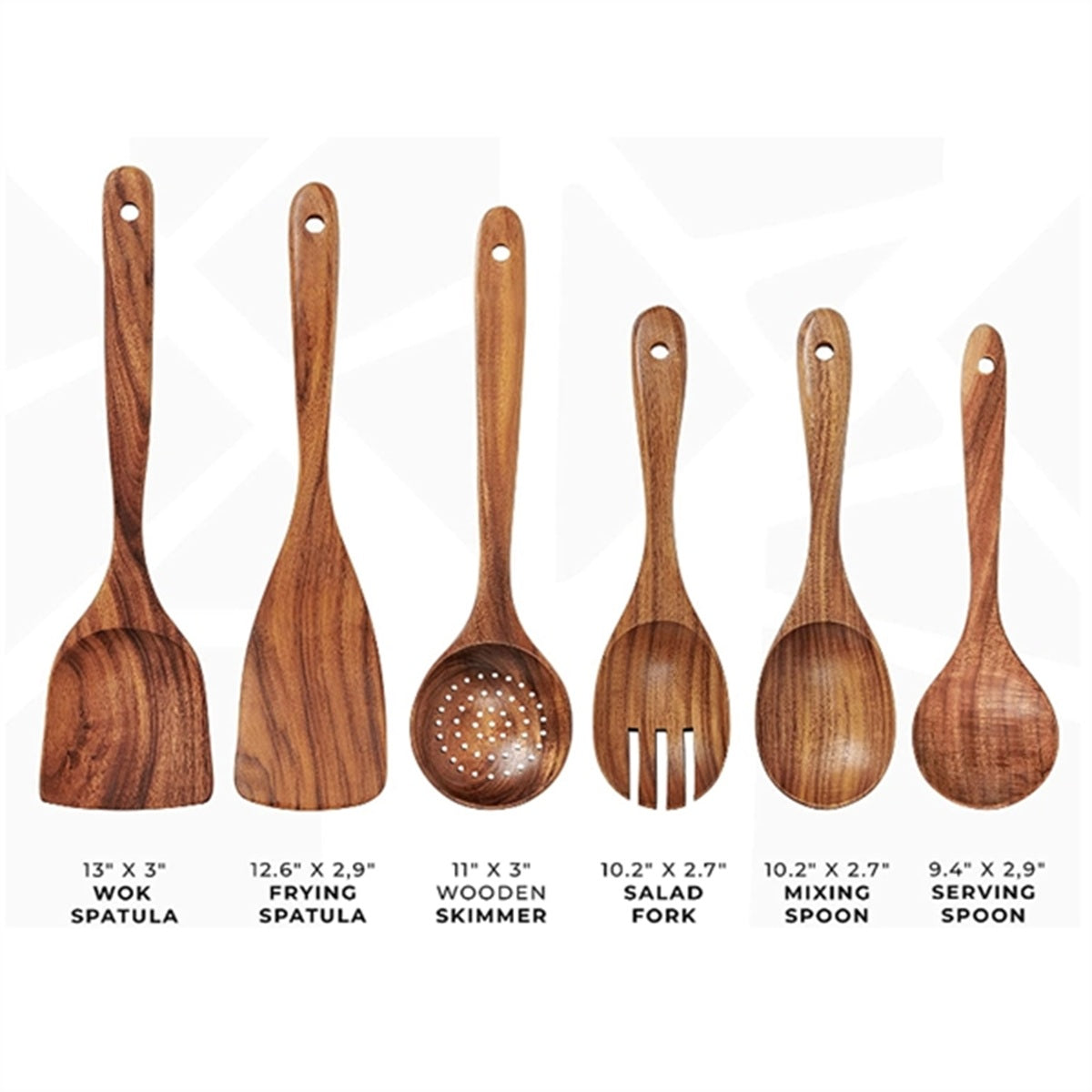 HUPSBY499 Custom  Premium Wooden Kitchen Cooking Spoon Spatula Set