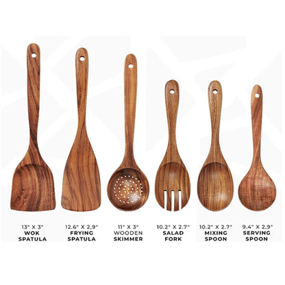 HUPSBY499 Custom  Premium Wooden Kitchen Cooking Spoon Spatula Set