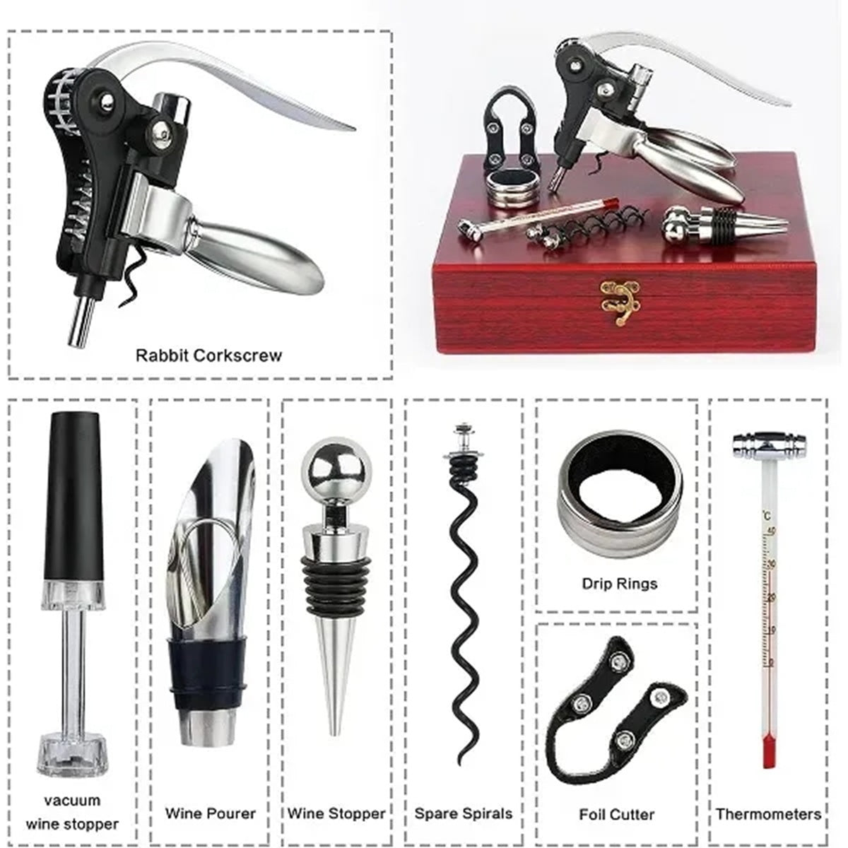 HUPSBY510 Luxury Rabbit Head Corkscrew Wine Opener Set Accessories