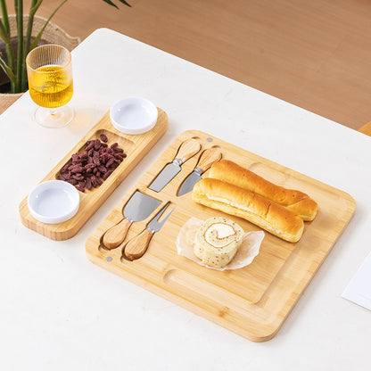 HUPSBY517 3 Piece Eco Friendly Bamboo Cheese Board Knife Set