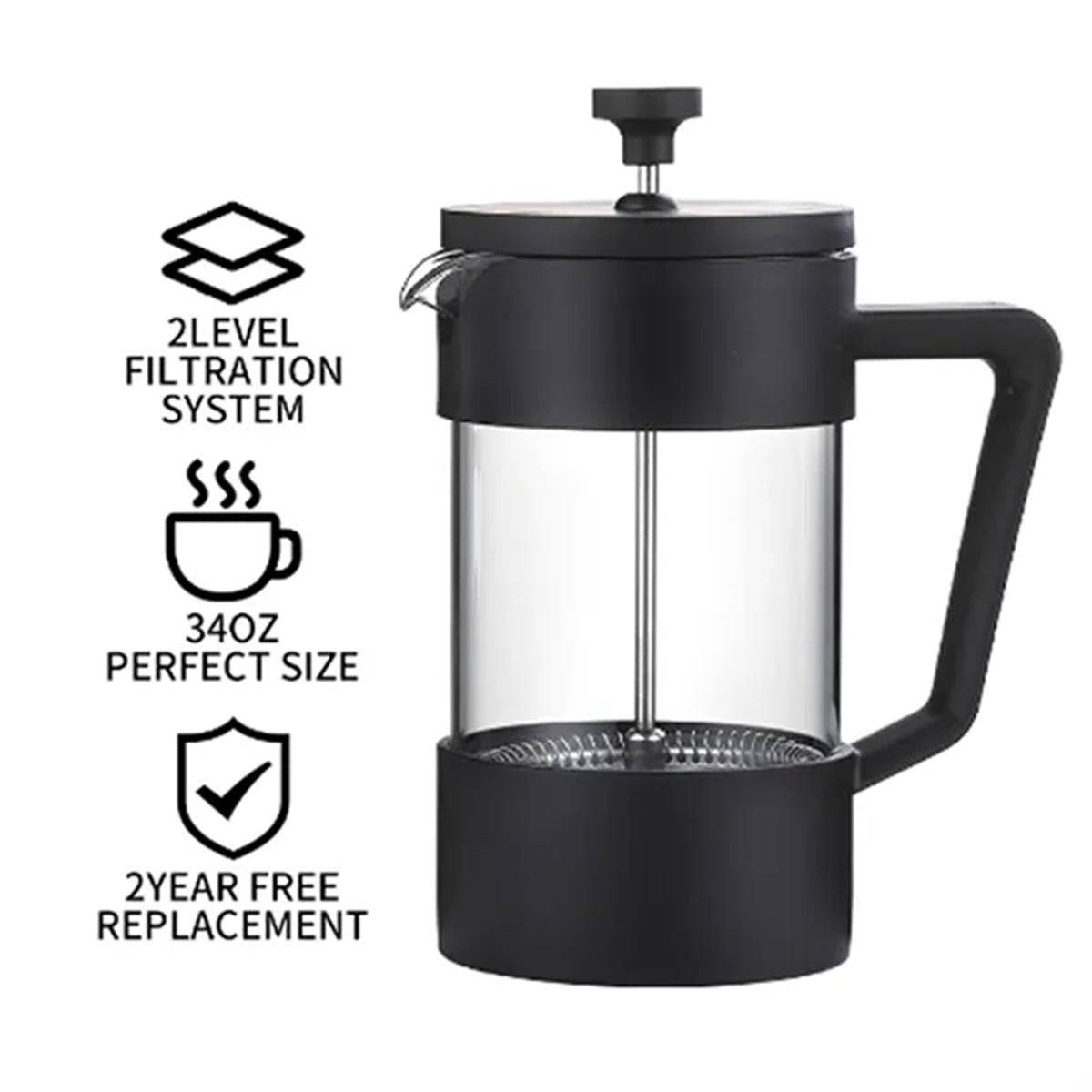 HUPSBY526 Borosilicate Glass Heat Resistant French Press Coffee Maker
