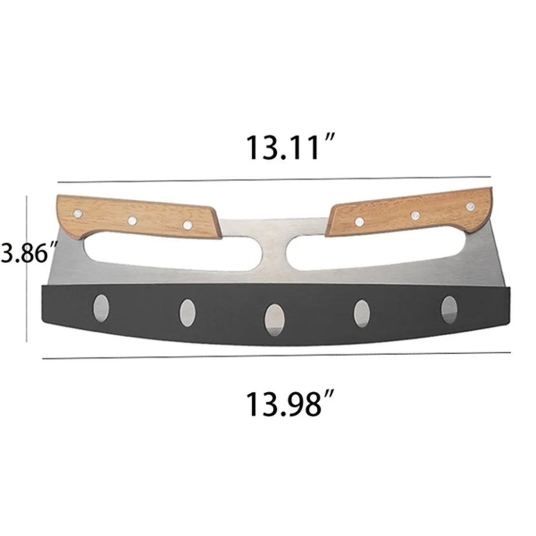 HUPSBY559 Pizza Cutter Rocker With Double Wooden Handle