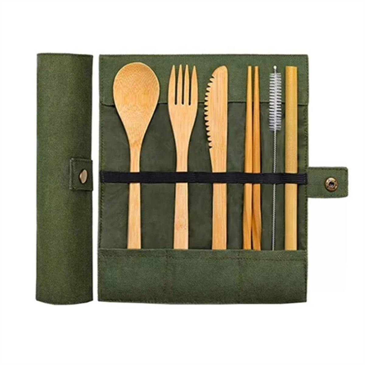 HUPSBY568 Bamboo Cutlery Set With Travel Pouch-6 Pieces
