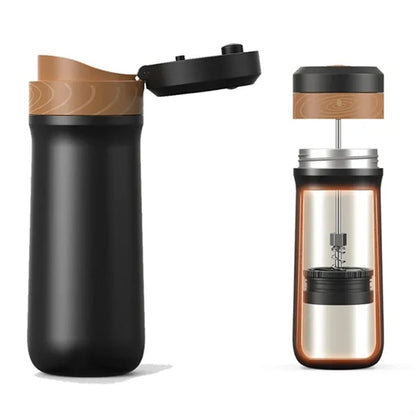 HUPSBY573 Portable French Press Car-Go Coffee Maker Insulated Bottle