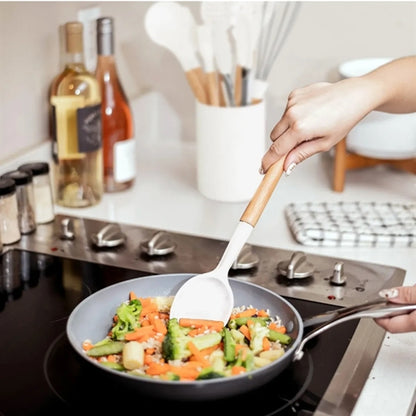 HUPSBY574 Heat Resistant Wooden Handle Silicone Kitchen Utensil Set