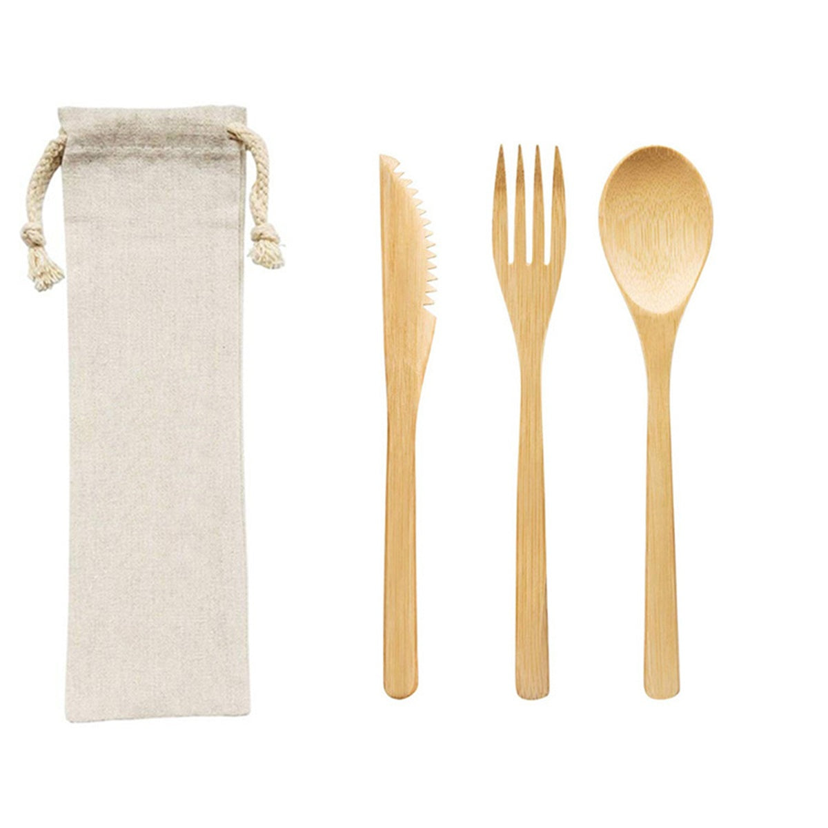 HUPSBY592 Biodegradable Bamboo Cutlery Set With Jute Bag