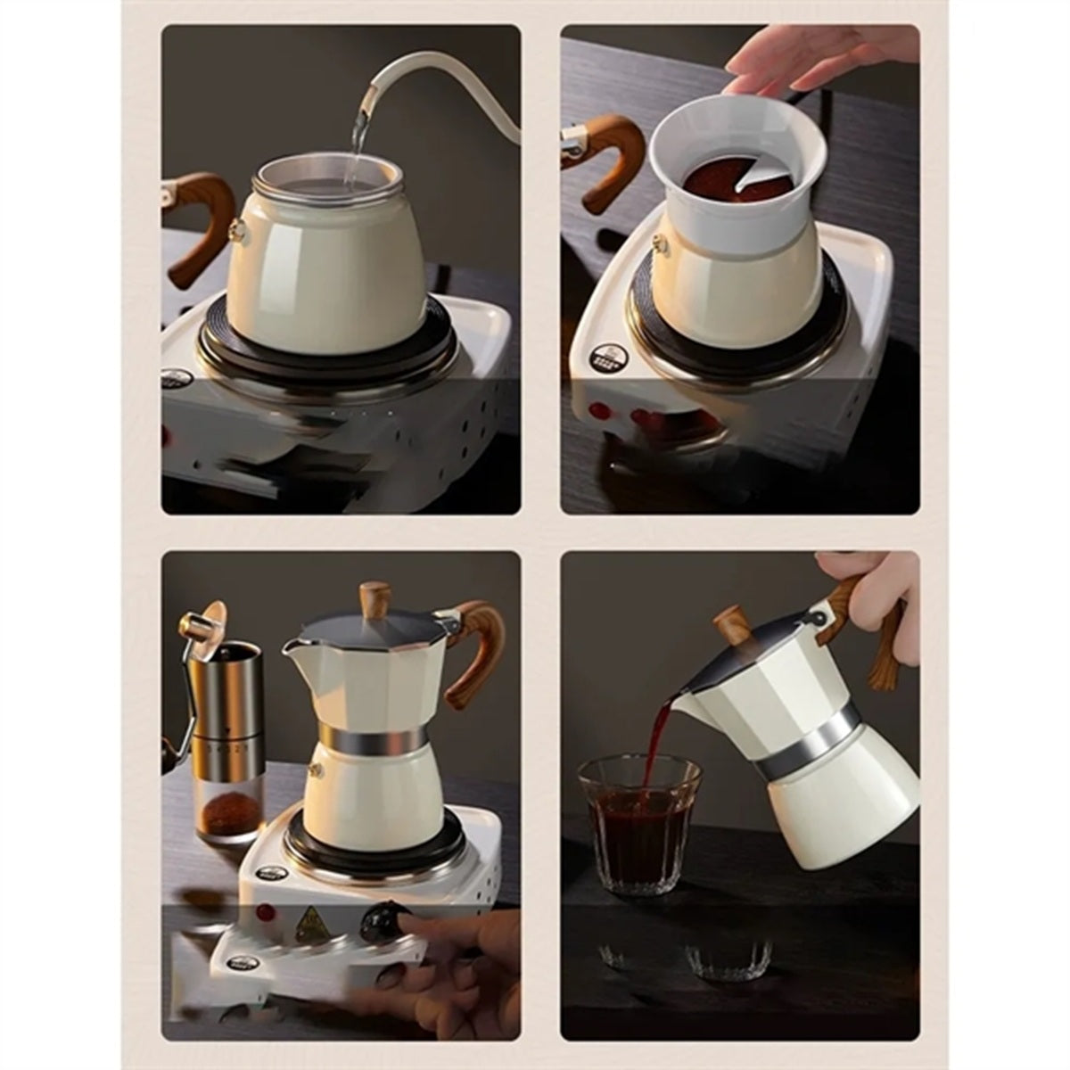 HUPSBY599 6PCS Portable MOKA Pot Coffee Maker Premium Gift Box