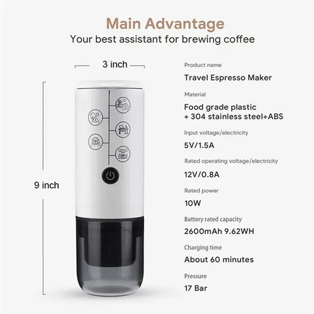 HUPSBY611 Portable Electric Espresso Machine
