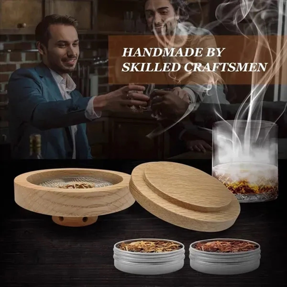 HUPSBY616 Cocktail Smoker Kit with Torch Whiskey with Ice Wine Stone