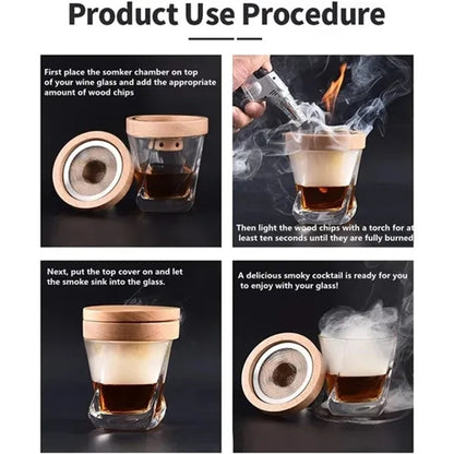 HUPSBY616 Cocktail Smoker Kit with Torch Whiskey with Ice Wine Stone