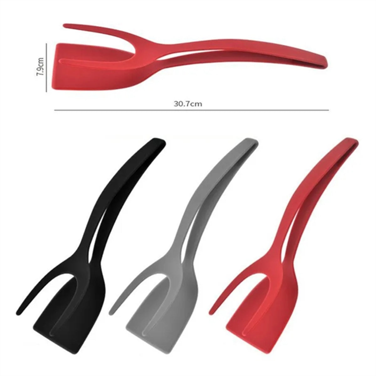 HUPSBY623 2-in-1 Flip &amp; Grip Silicone Spatula Tongs