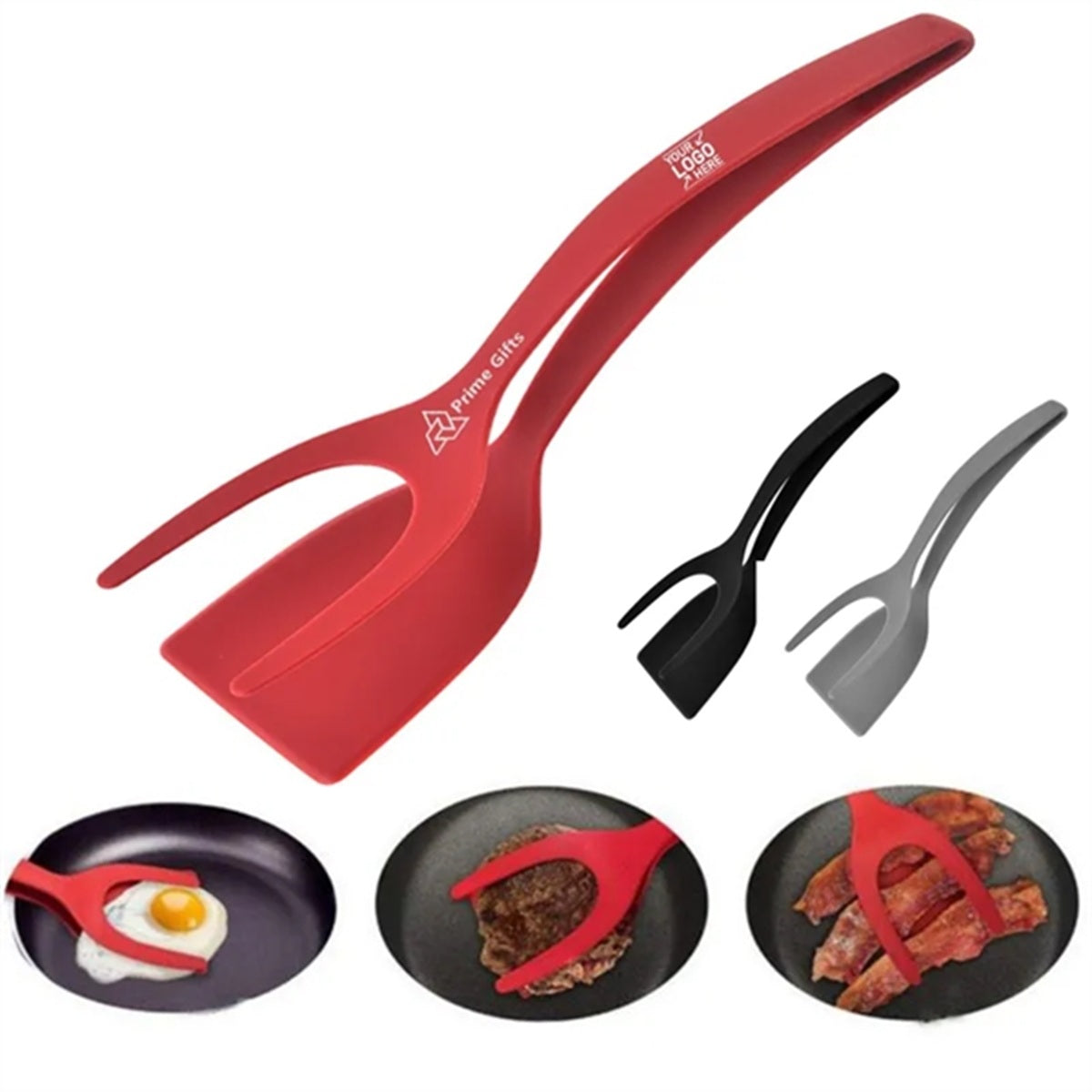 HUPSBY623 2-in-1 Flip &amp; Grip Silicone Spatula Tongs