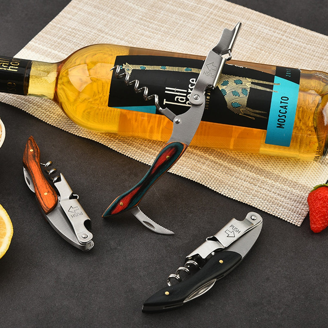 HUPSBY626 Multi-Function Red Wine Bottle Opener Stainless Steel Wood