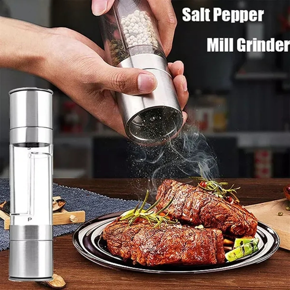 HUPSBY627 2 in 1 Stainless Steel Salt Pepper Grinder