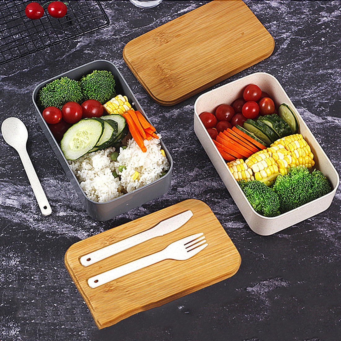 HUPSBY629 Custom Bamboo Lid Lunch Bento Box Set